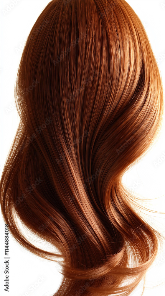 Beautiful Flowing Wavy Red Hair Close-Up on White Background Beautiful Flowing Wavy Red Hair Close-Up on White Background