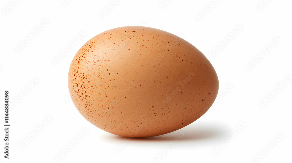 A single chicken egg against a white background. A single chicken egg against a white background.