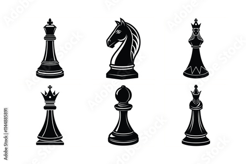 6-bundle template chess piece of king,rook,bishop,queen,knight and pawn vector (2)