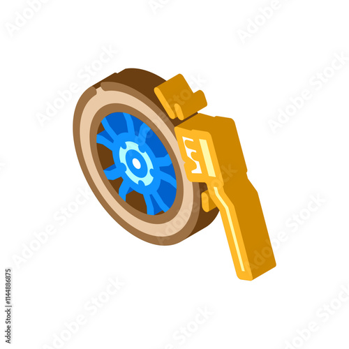 wheel brush car care isometric icon vector. wheel brush car care sign. isolated symbol illustration