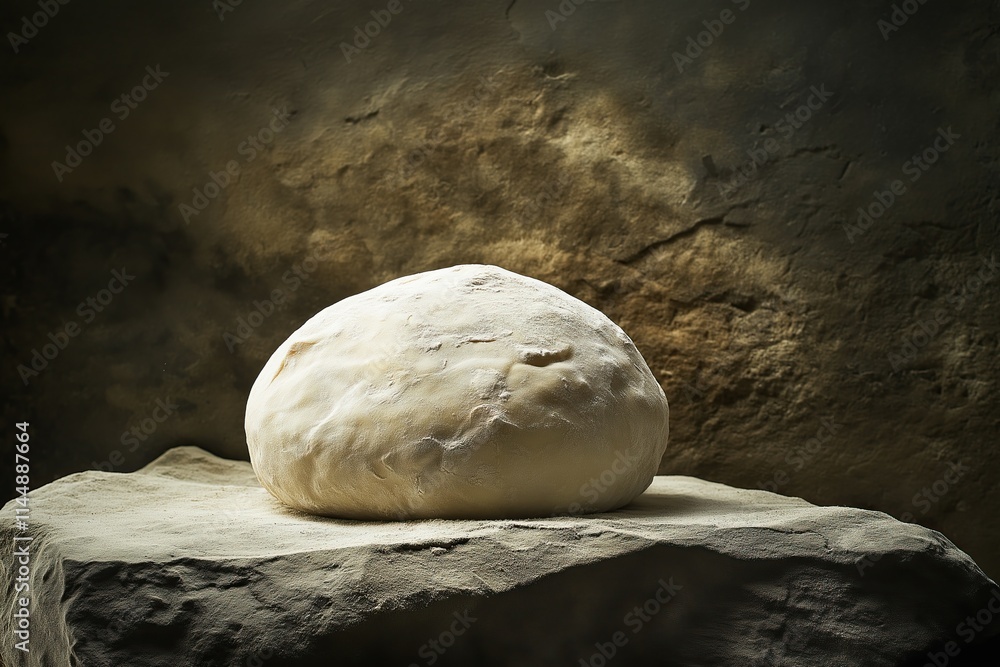 Dough for baking resting on a large black stone Dough for baking resting on a large black stone