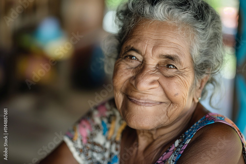Smiling Elderly Brazilian Woman with Joyful Expression and Warmth