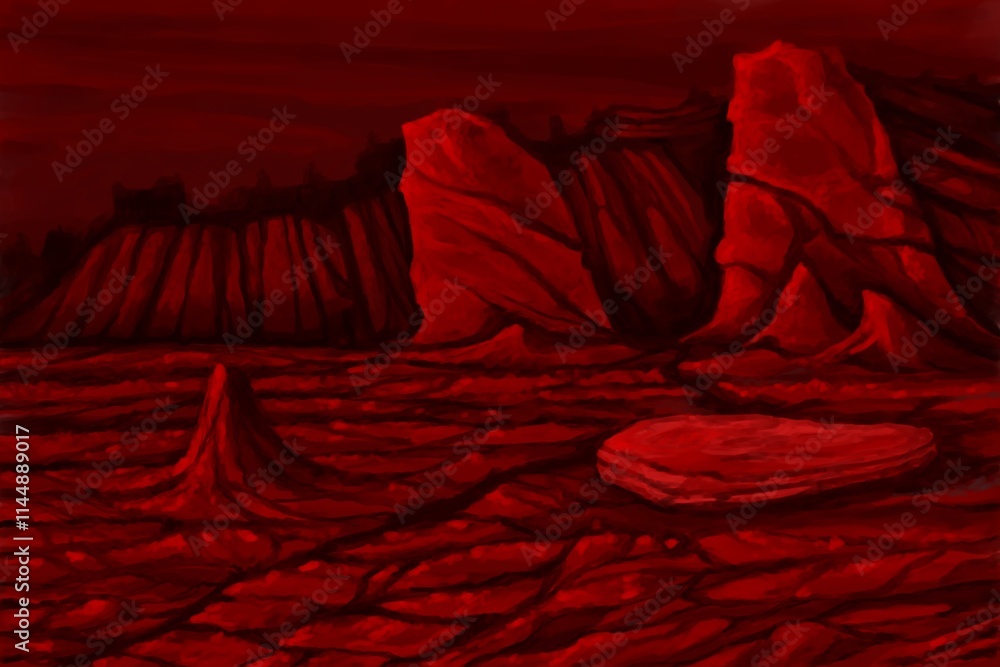 Obraz premium Alien landscepe, concept art, science fiction illustration - digital painting 