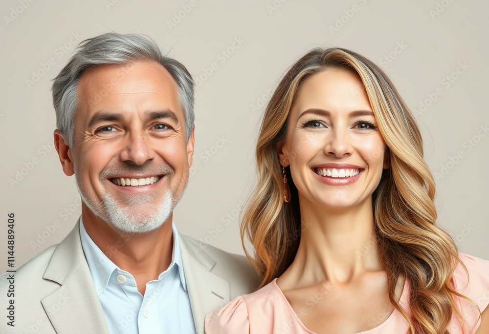Couple portrait with warm smiles Couple portrait with warm smiles
