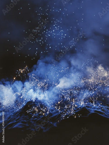 Wallpaper Mural Mystical Night Mountain Range with Glowing Stars Torontodigital.ca