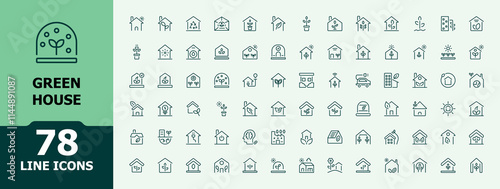 Green House icons. Icon technology, pollution, electricity, water, power, alternative and more. Minimalist icons for UI. Editable vector icon and illustration.