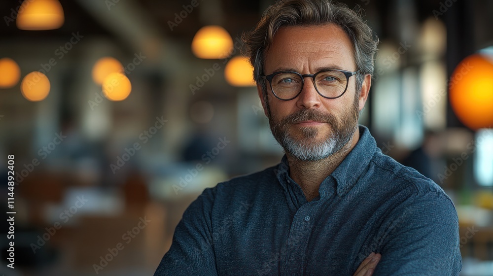 Professional man with glasses in a modern setting. Professional man with glasses in a modern setting.