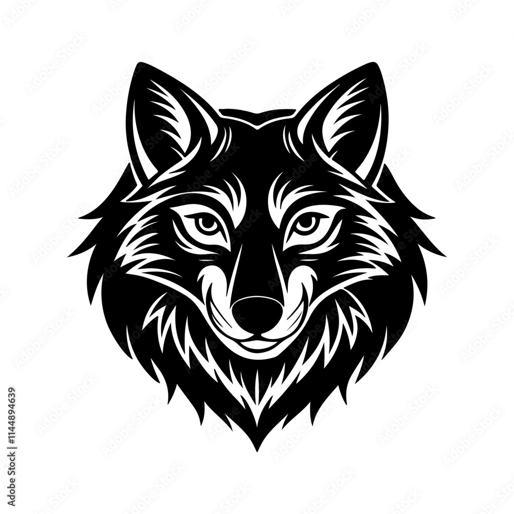 wolf head silhouette, black and white silhouette, vector and illustration wolf head silhouette, black and white silhouette, vector and illustration