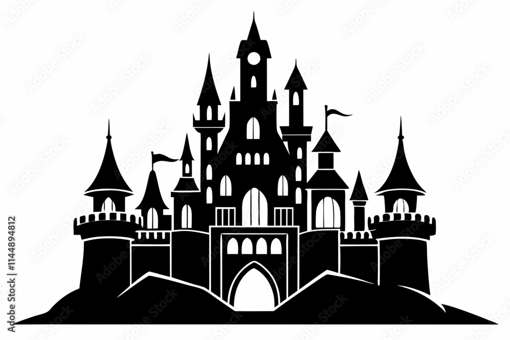 Fototapeta premium castle line art silhouette vector illustration