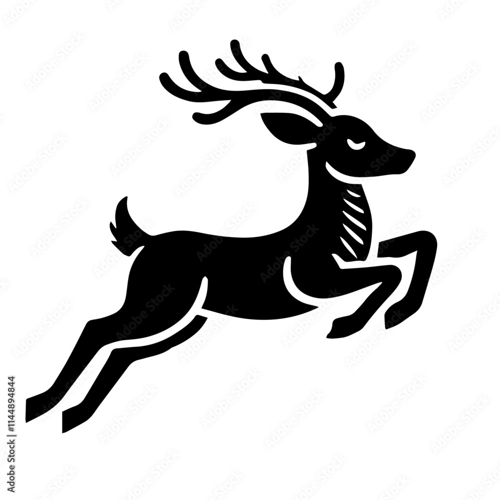 Fototapeta premium Clean black and white vector silhouette of santa on white background