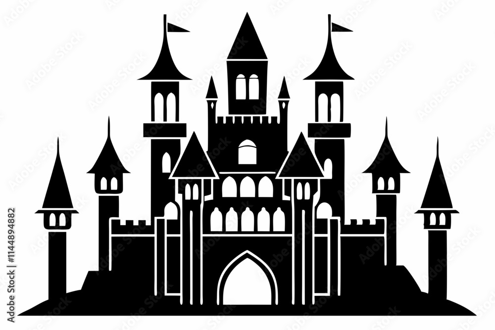 Fototapeta premium castle line art silhouette vector illustration