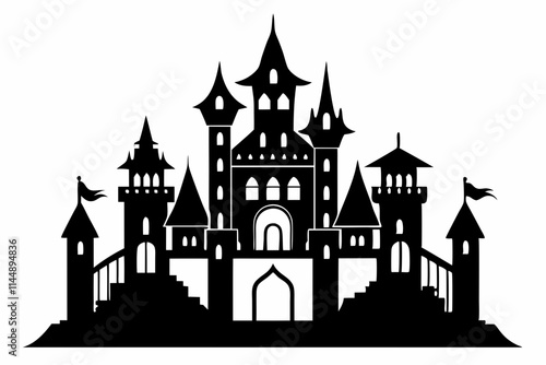 castle line art silhouette vector illustration