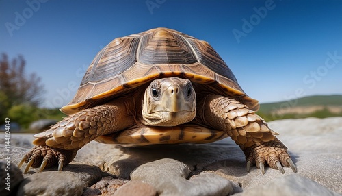 turtle on the rock photo