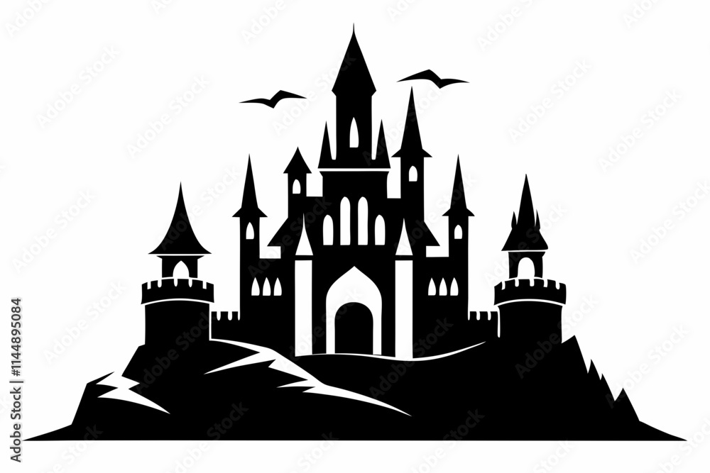 castle line art silhouette vector illustration castle line art silhouette vector illustration