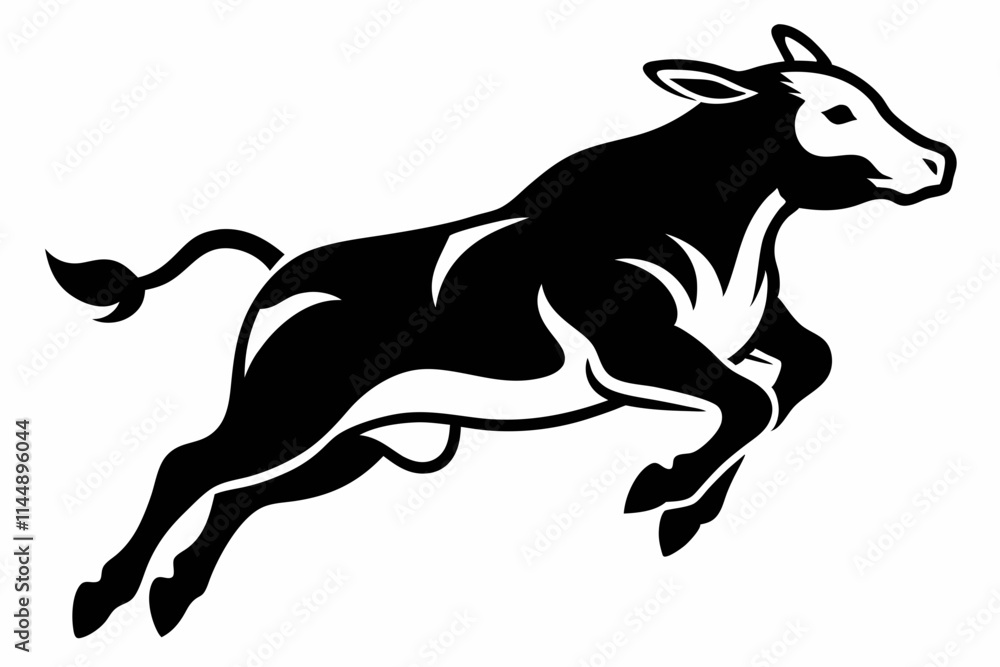 Fototapeta premium cow jumping line art silhouette vector illustration