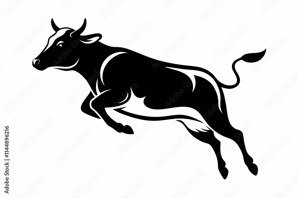 Fototapeta premium cow jumping line art silhouette vector illustration