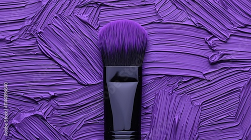 Purple Make Up Brush on Textured Purple Background
