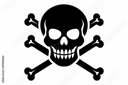 crossbones and skull line art silhouette vector illustration