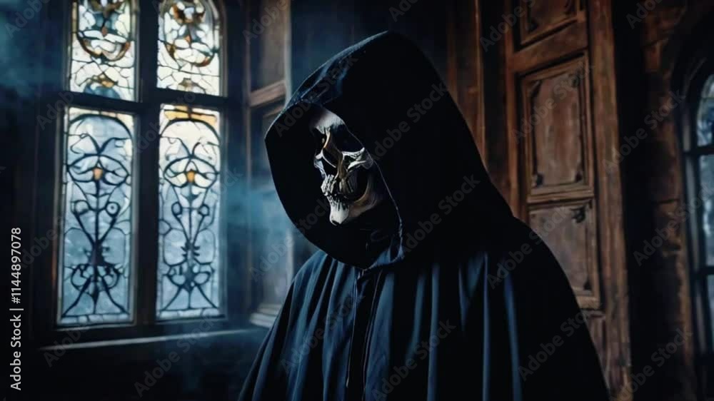 Demon In Window Ghostly witch figure haunting mansion, ghost in the castle on window ...