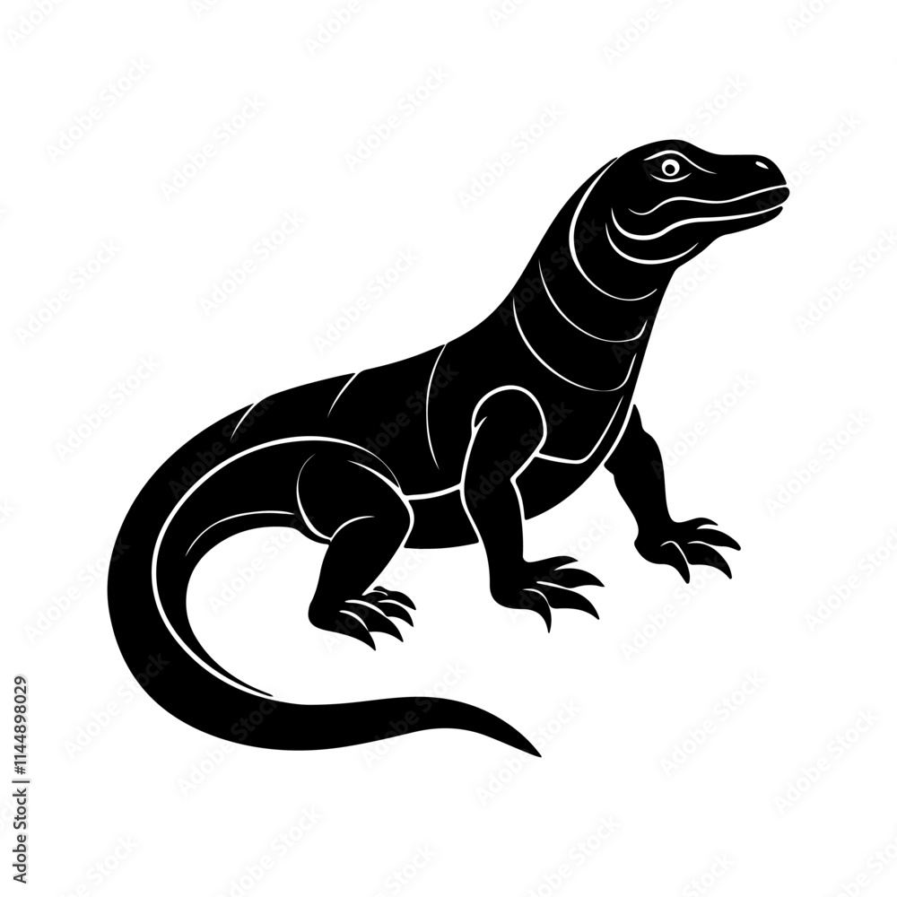 Fototapeta premium lizard silhouette, black and white silhouette, vector and&nbsp;illustration