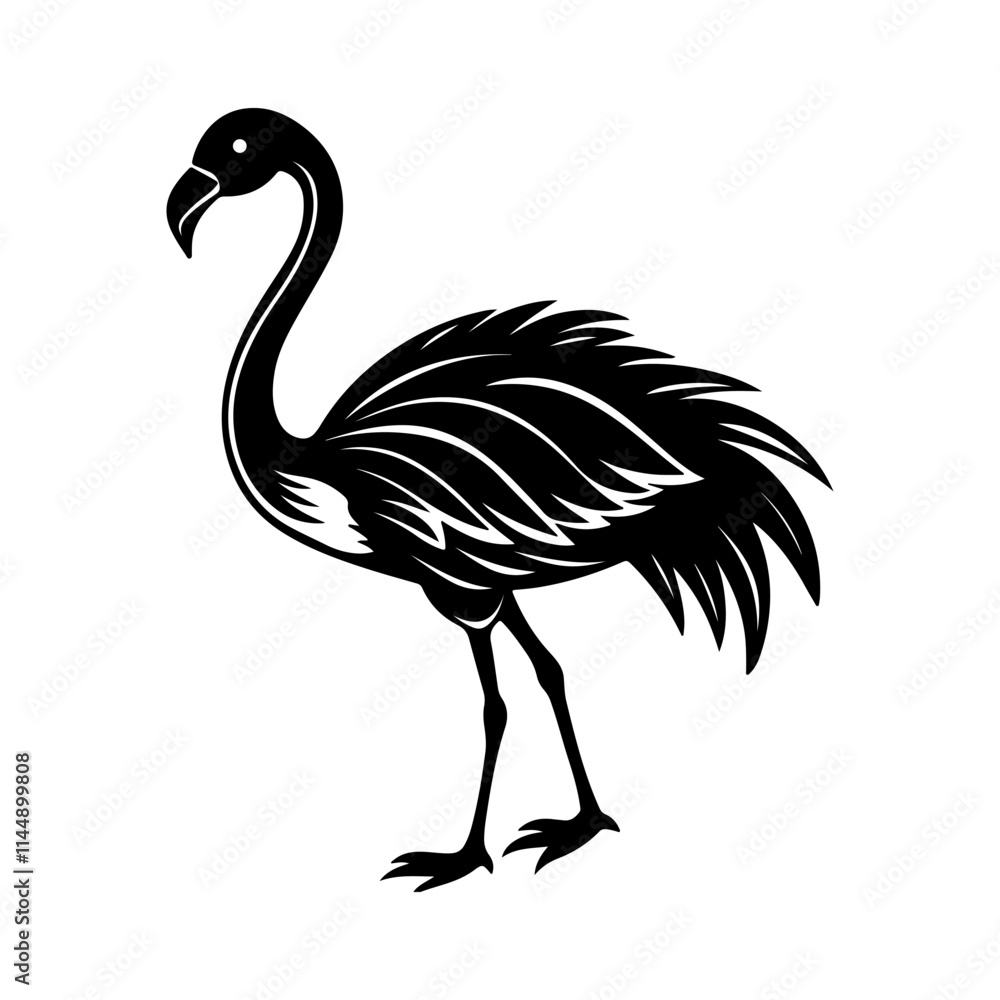 flamingo silhouette, black and white silhouette, vector and illustration flamingo silhouette, black and white silhouette, vector and illustration