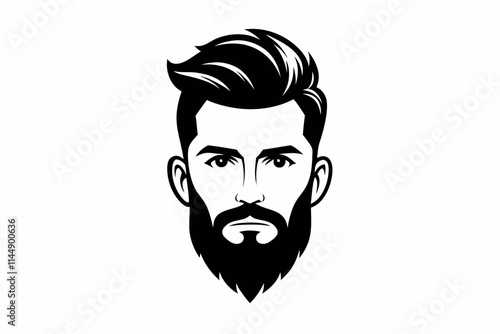 hipster man head line art silhouette vector illustration