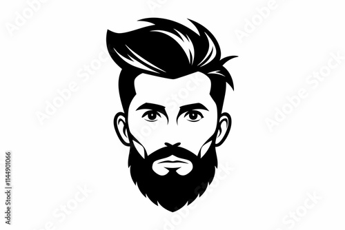 hipster man head line art silhouette vector illustration