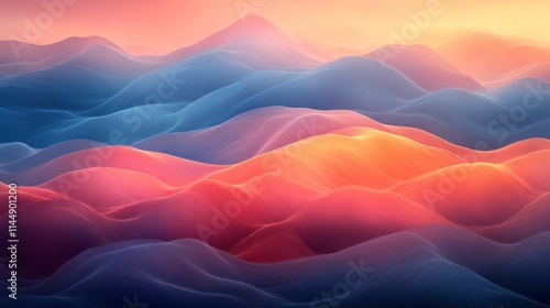 Stunning Abstract Mountain Landscape with Vibrant Colors and Fluid Forms