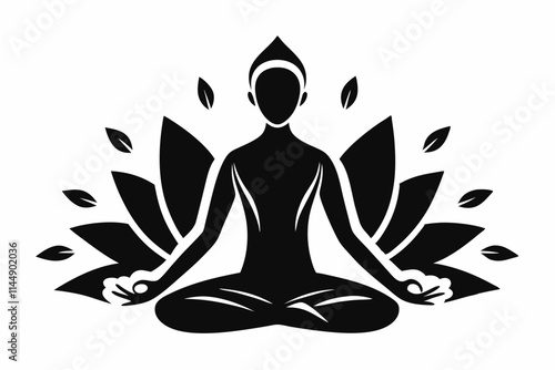 meditation practices line art silhouette vector illustration