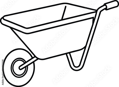 Minimalist Modern Wheelbarrow Vector Illustration in Line Art