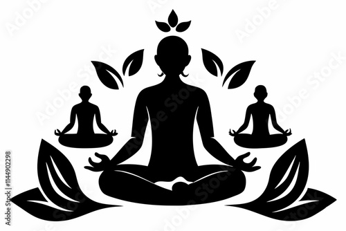 meditation practices line art silhouette vector illustration