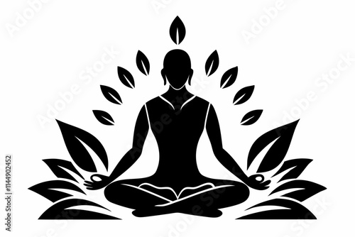 meditation practices line art silhouette vector illustration