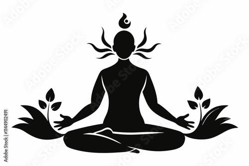 meditation practices line art silhouette vector illustration