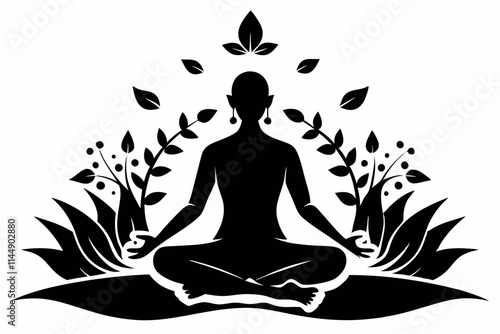 meditation practices line art silhouette vector illustration