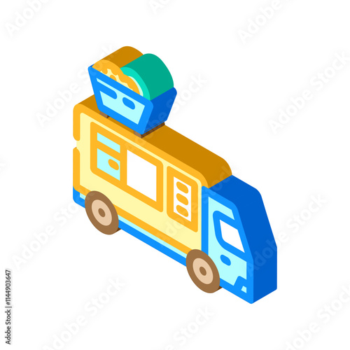 poke food truck isometric icon vector. poke food truck sign. isolated symbol illustration