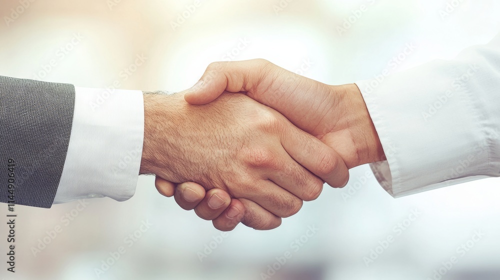 Close-up of a Professional Handshake in a Business Setting Close-up of a Professional Handshake in a Business Setting