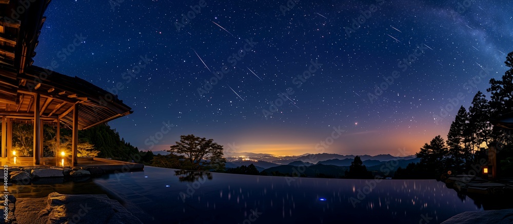 Fototapeta premium 星空が見える温泉の露店風呂