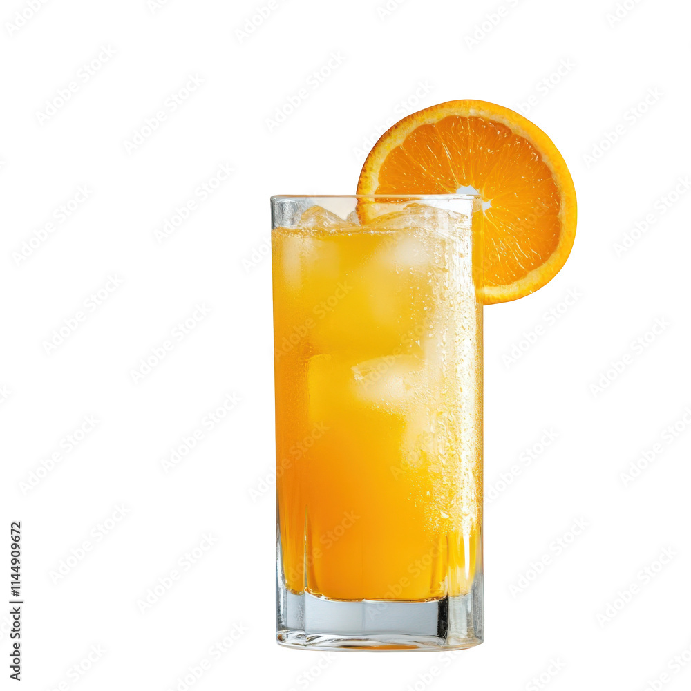 Refreshing Orange Juice Drink with Ice Cubes Refreshing Orange Juice Drink with Ice Cubes