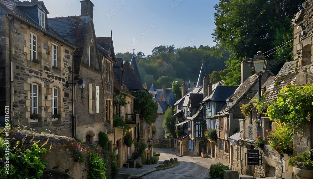 Obraz premium View of the old town of Dinan, Brittany, France.