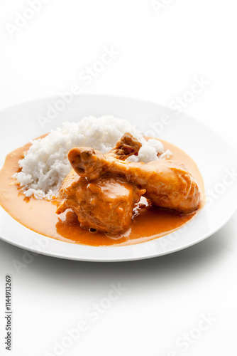 Chicken paprikash with rice