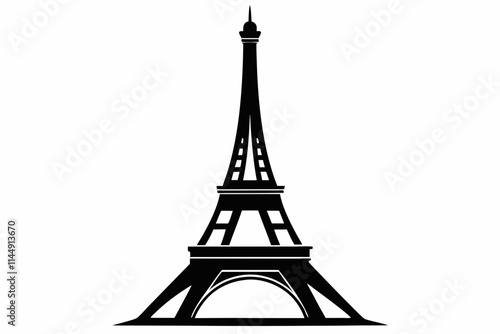 Eiffel tower line art silhouette vector illustration