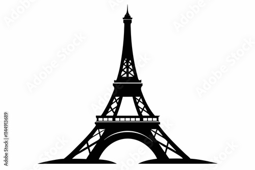 Eiffel tower line art silhouette vector illustration