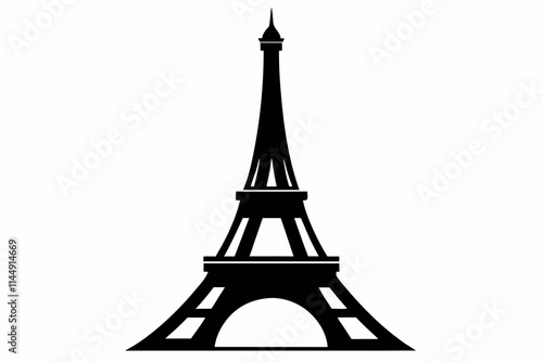 Eiffel tower line art silhouette vector illustration