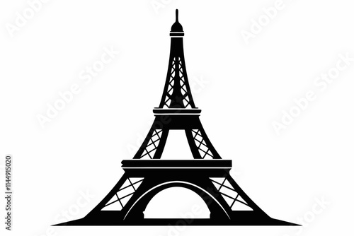 Eiffel tower line art silhouette vector illustration
