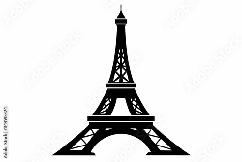 Eiffel tower line art silhouette vector illustration