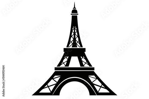 Eiffel tower line art silhouette vector illustration