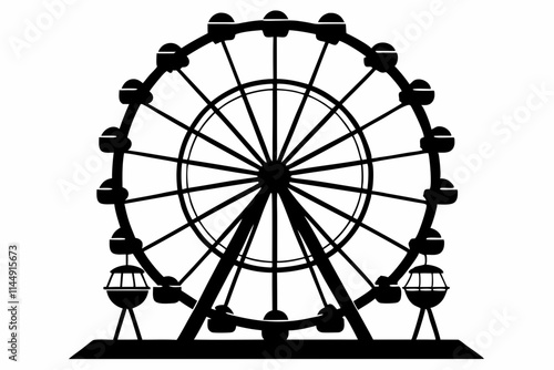 Ferris wheel line art silhouette vector illustration