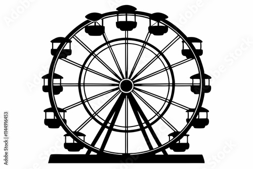 Ferris wheel line art silhouette vector illustration