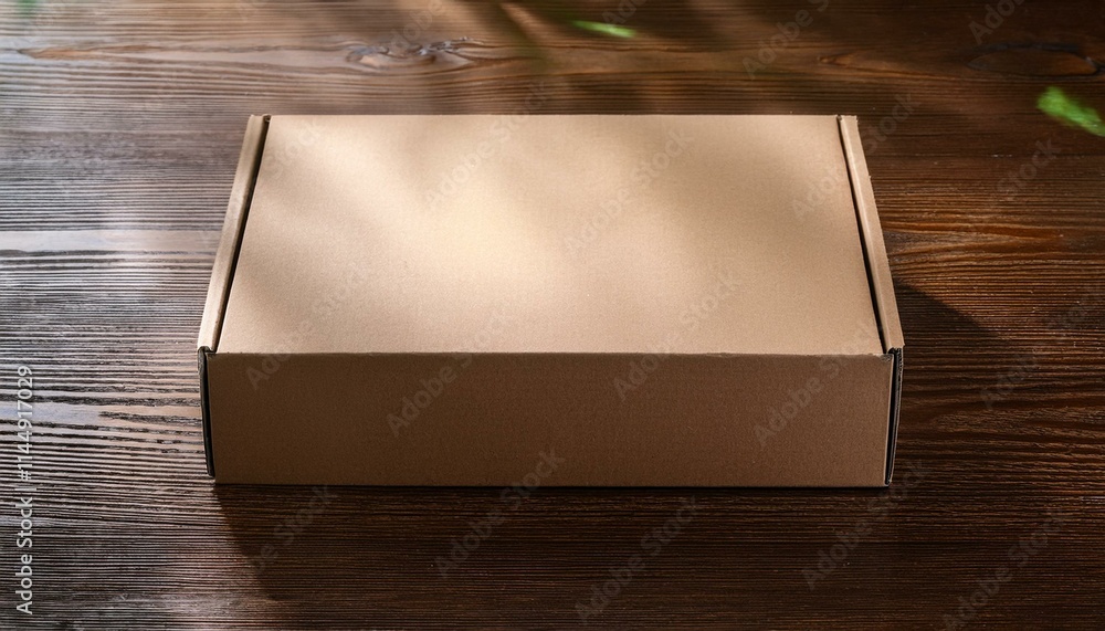 Caixa de papelão para mockup em uma mesa Caixa de papelão para mockup em uma mesa