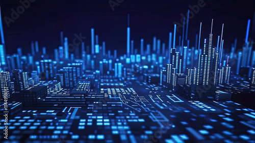 Abstract dark blue pixel tech background